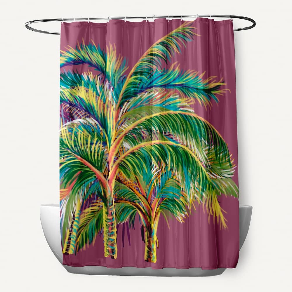 71 x 74-inch Vacation Floral Print Shower Curtain