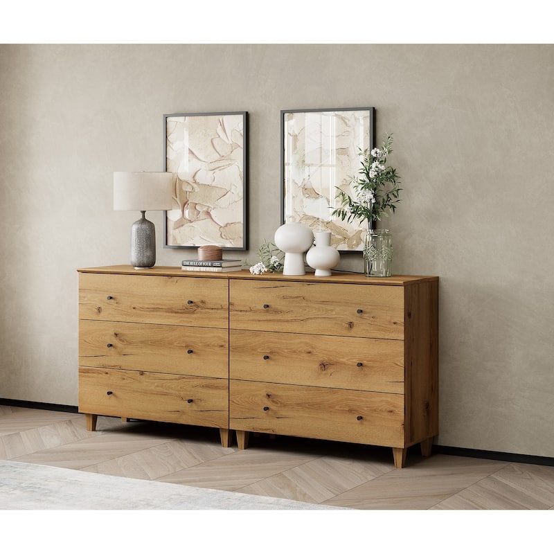WAMPAT Dresser with 3 Drawers, 35.4" Wide Chest of Drawer for Bedroom