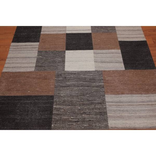 Hand Woven Geometric Earth Tones Beige Flatweave Wool Modern Contemporary Oriental Area Rug 5x7 5 X 7 Overstock 31510827