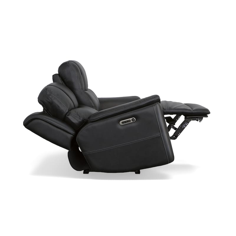 Crew Top Grain Leather Power Reclining Loveseat with Power Headrests & Lumbar