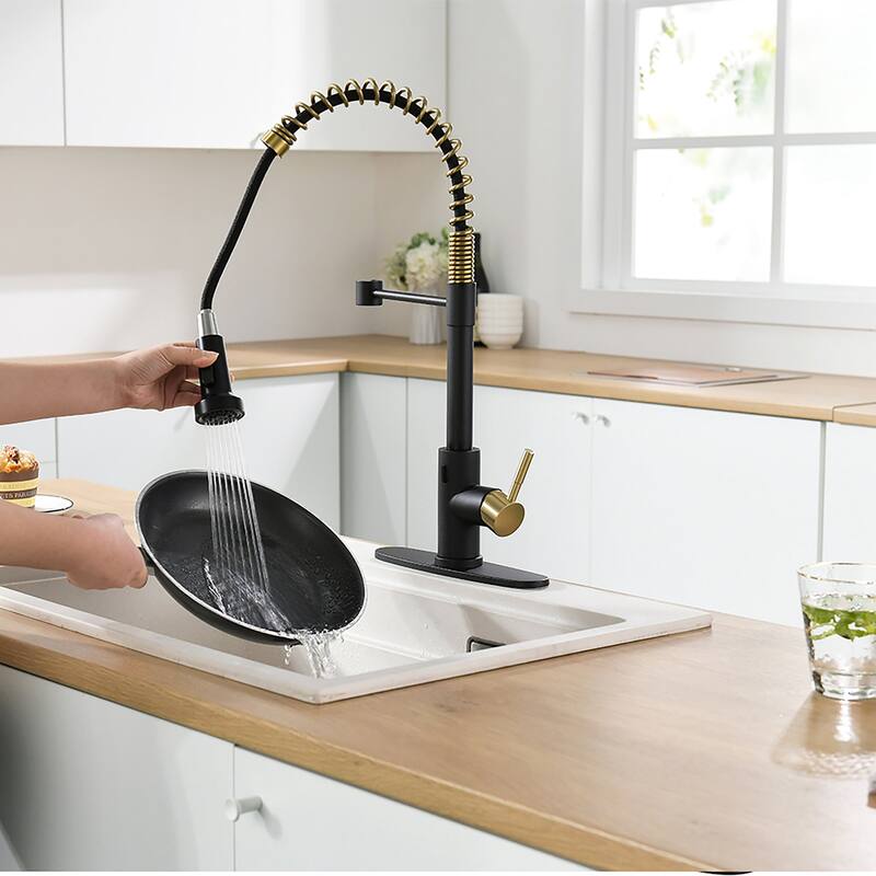 Modern High Arc Touchless Pull-Out Kitchen Faucet with Deck Plate