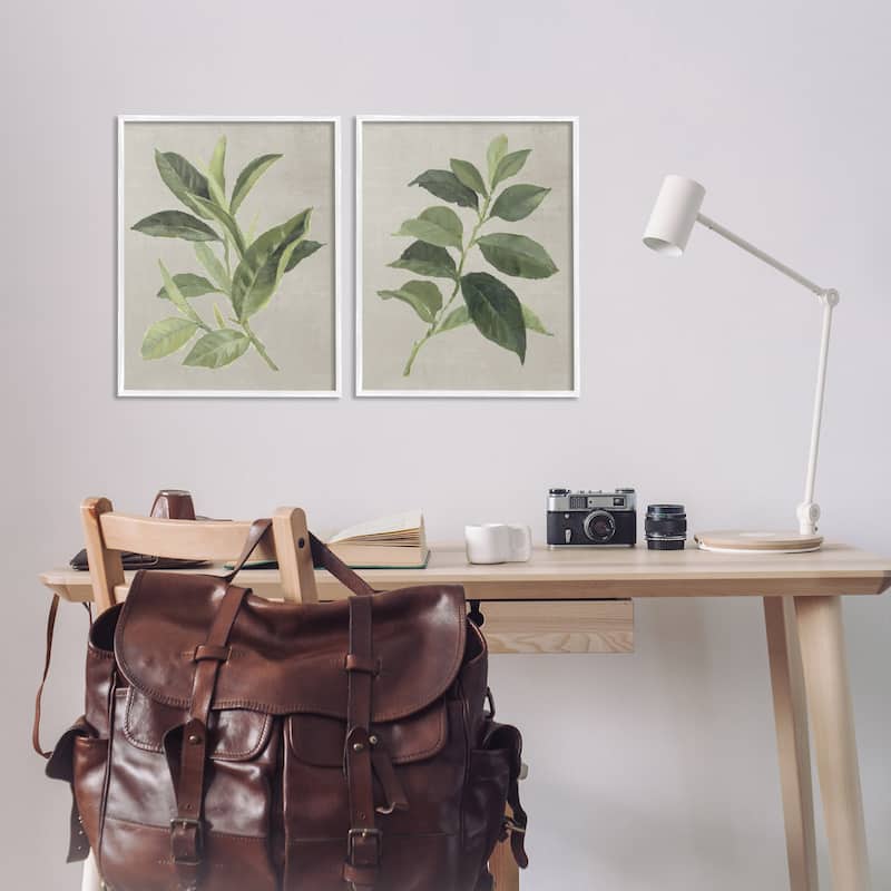 Stupell Green Tea & Coffee Plant Leaves Framed Giclee Art Design By Lanie Loreth (Set of 2)