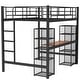 preview thumbnail 14 of 15, Full Size Metal Loft Bed with Built-in Desk and Shelves, Practical Storage Kids Teens Bed Frame
