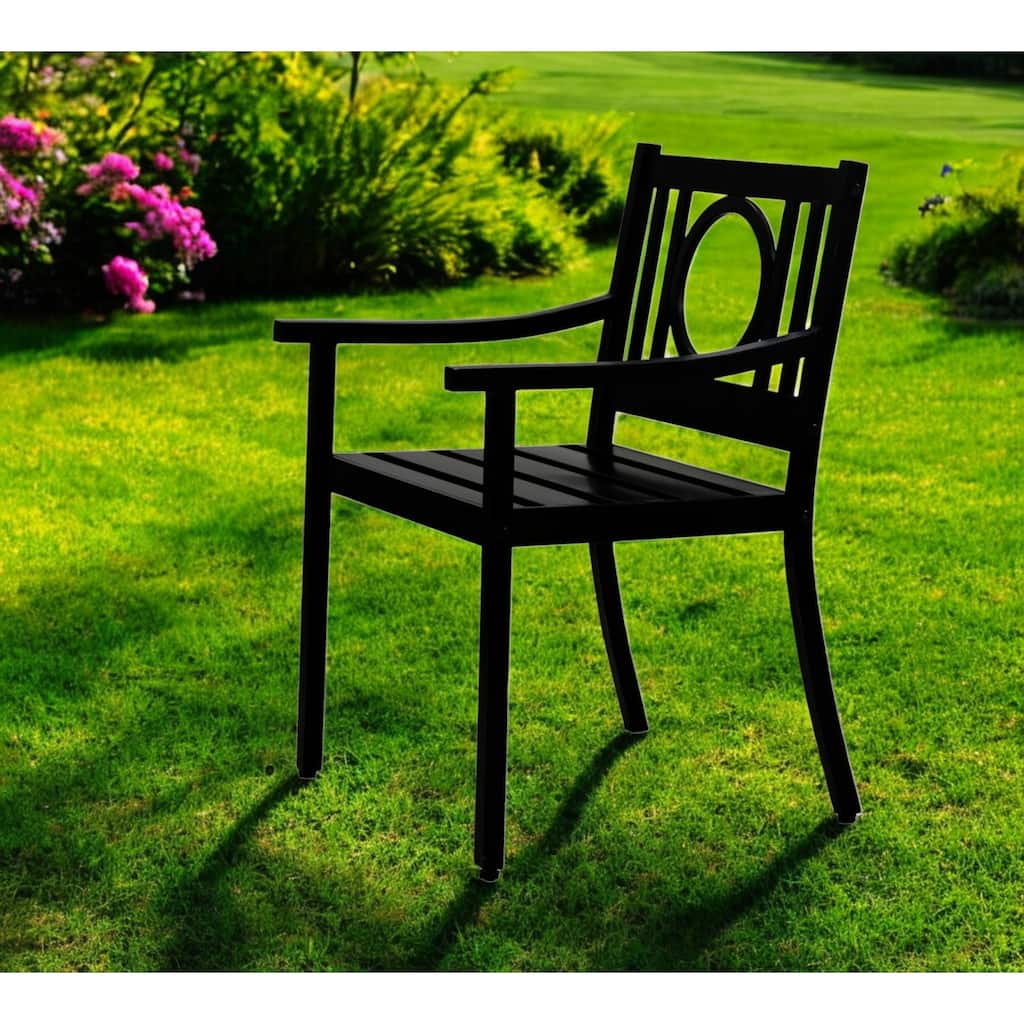 24" Black Steel Geo Back Outdoor Arm Chair