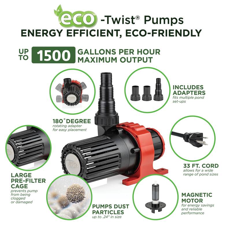Alpine Corporation Eco-Twist Energy-Saving Pump with 33' Cord