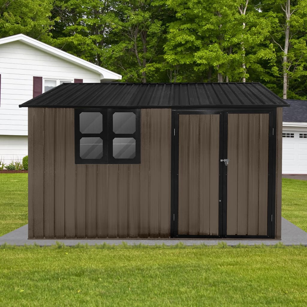 10'x8' Outdoor Metal Storage Shed with Lockable Door for Patio Furniture and Tools