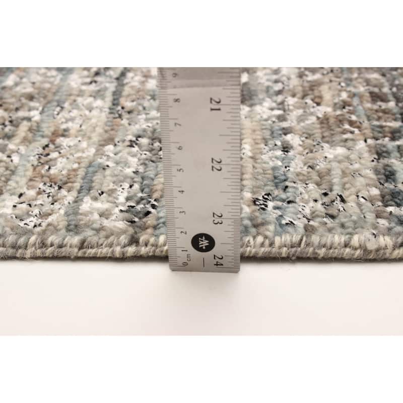 ECARPETGALLERY Hand-knotted Silk Shadow Dark Grey Viscose, Wool Rug - 2'8 x 10'0