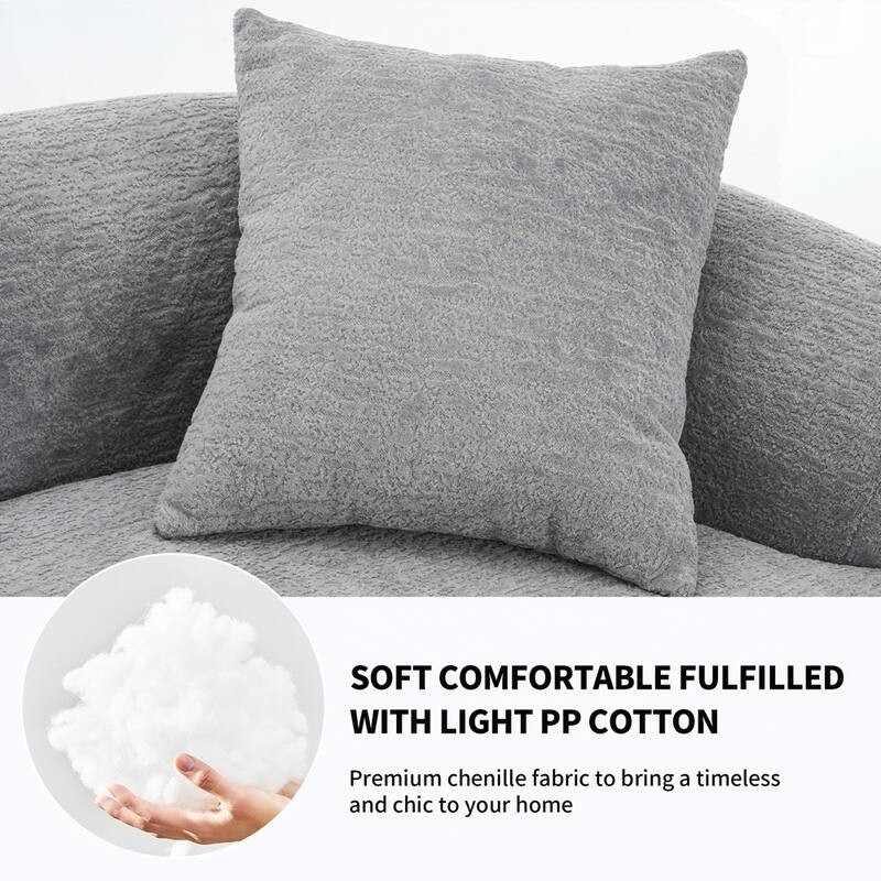 Curved Loveseat White Full Compression Sponge Sofa