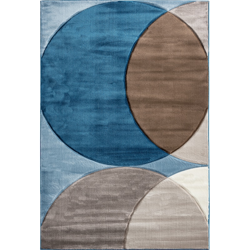 Rhodes Collection Abstract Circle Area Rug - 2'5'' X 3'9'' - Blue