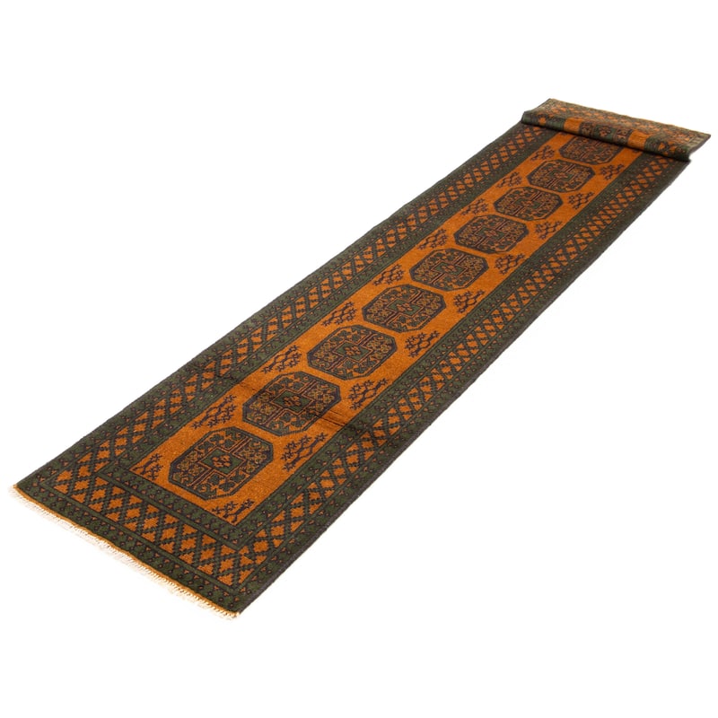 ECARPETGALLERY Hand-knotted Uzbek Kargahi Brown Wool Rug - 2'9 x 15'11