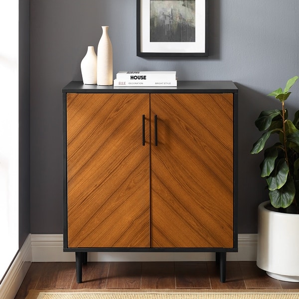 slide 2 of 36, Middlebrook Lindesberg 28-inch Bookmatch Accent Cabinet Black / Acorn Bookmatch