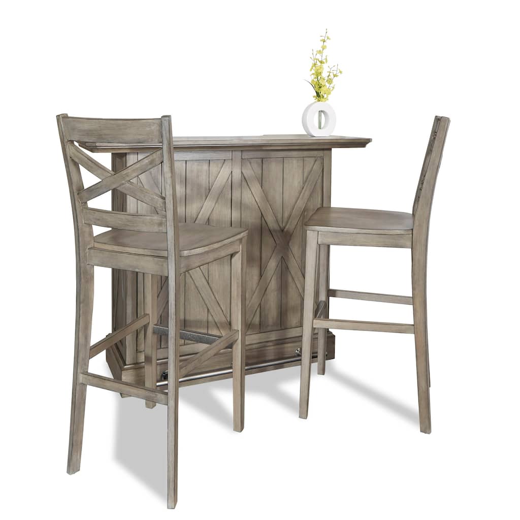 Homestyles Mountain Lodge Gray Wood 3 Piece Bar Set