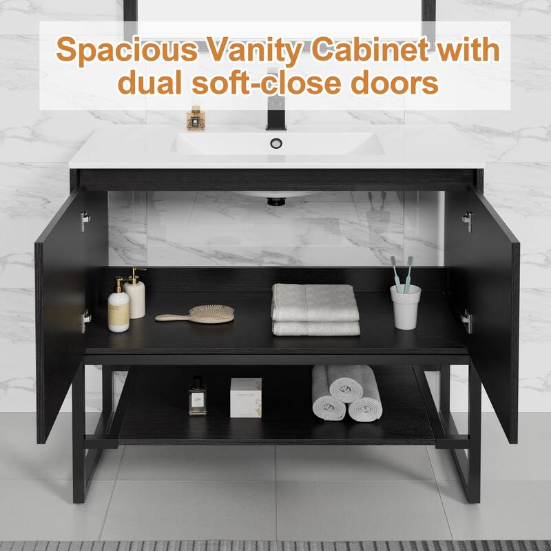 Bathroom Vanity Set Under-mount Ceramic Sink Combo Free Standing