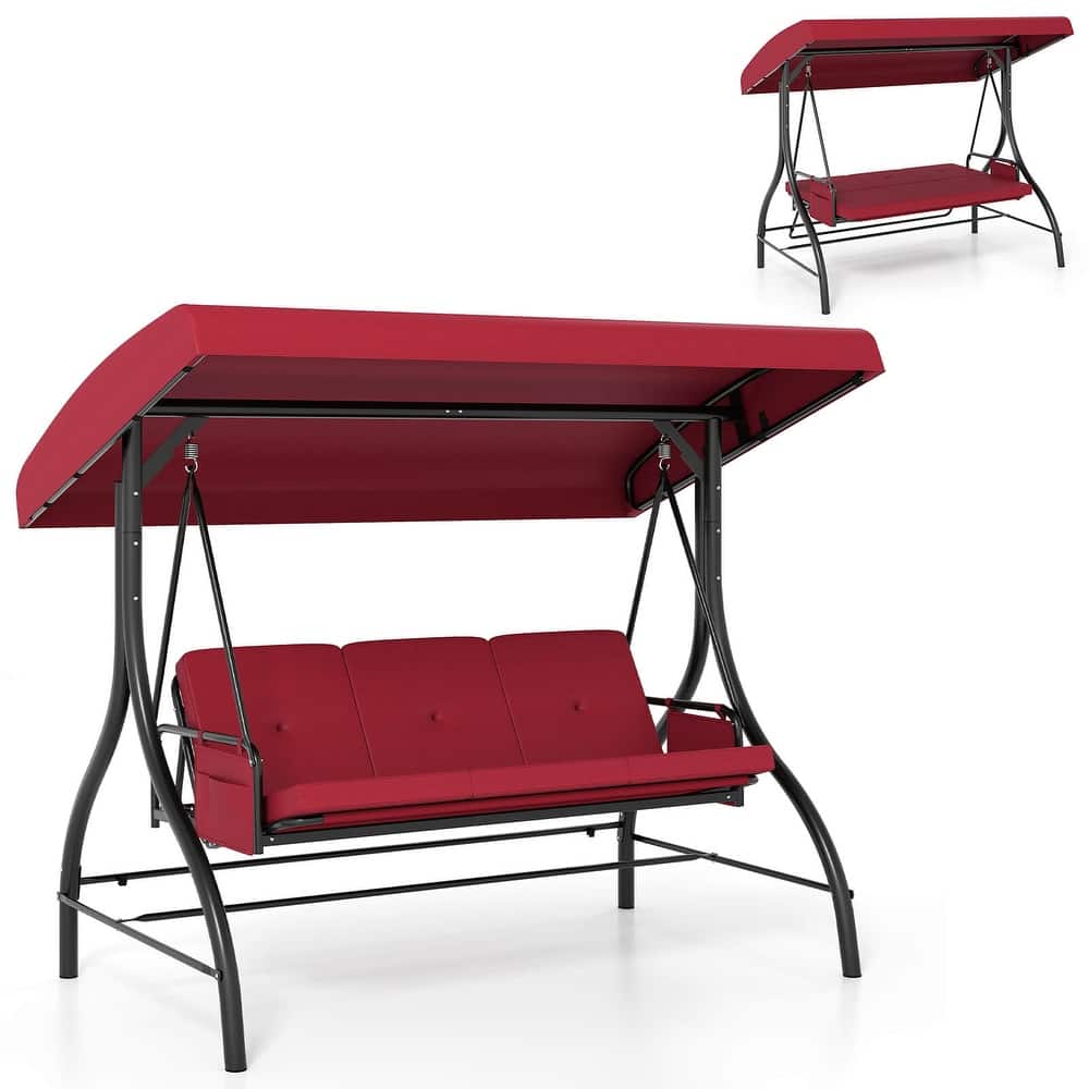 Costway 3-Seat Patio Swing with Canopy with Removable Cushions & Side - See Details