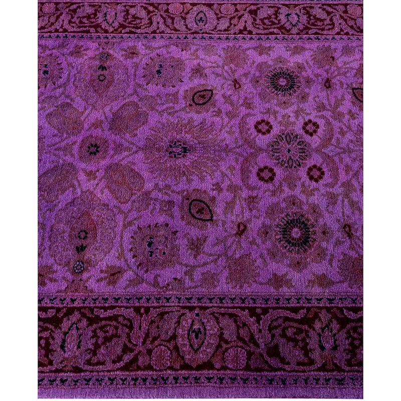 Overdyed One-of-a-Kind Hand-Knotted Area Rug - Purple - 2' 6" x 17' 10"