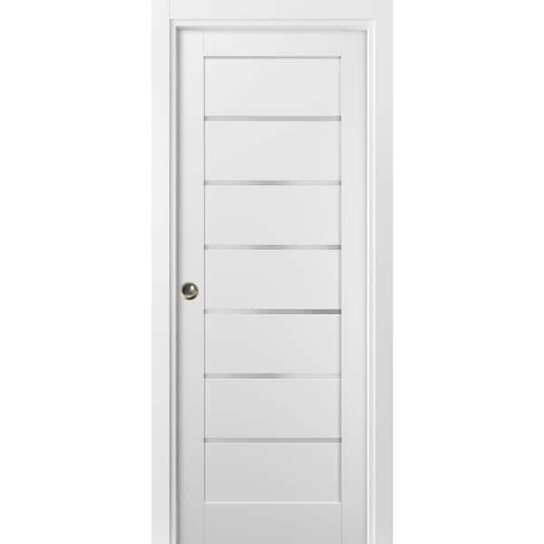 Panel Lite Pocket Door Frames / Quadro 4117 White Silk Frosted Opaque ...