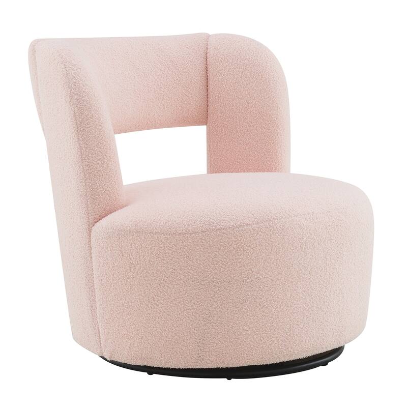 Swivel Barrel Chair with Soft Teddy Fabric for Living Room