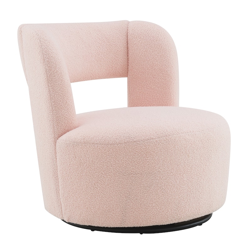 Teddy Fabric Swivel Barrel Chair with 360° Rotation