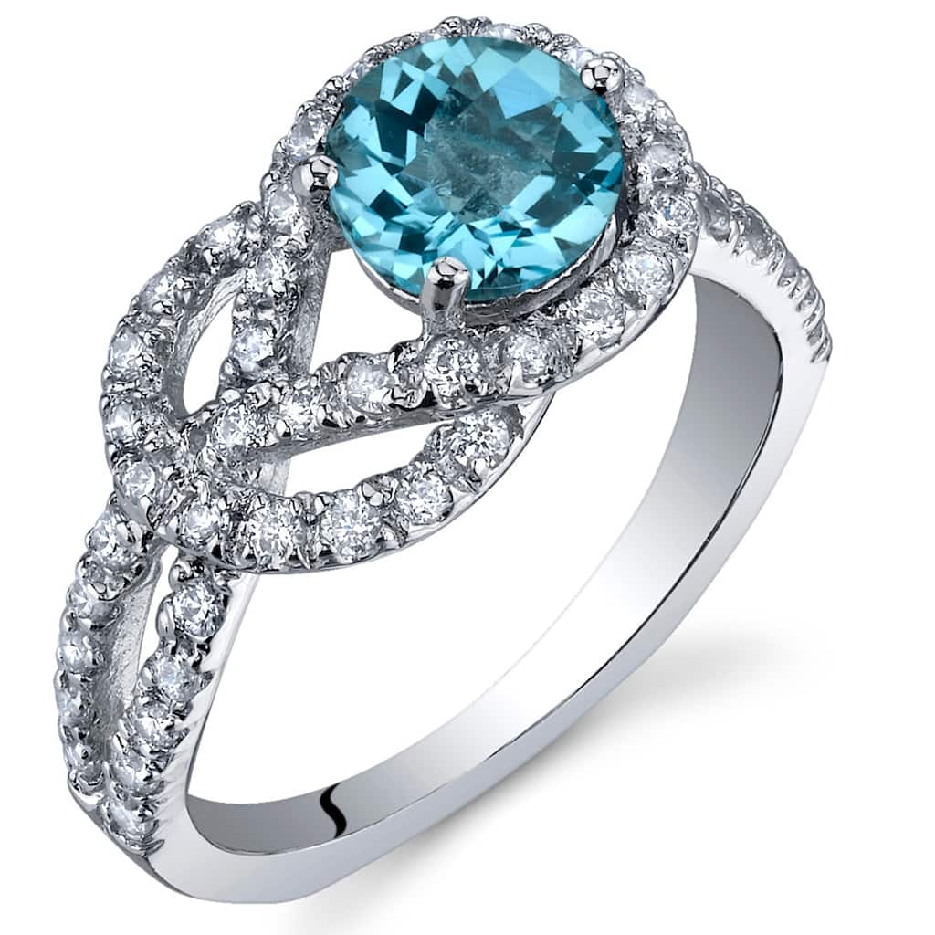 Oravo Sterling Silver 1 ct Swiss Blue Topaz Birthstone Ring