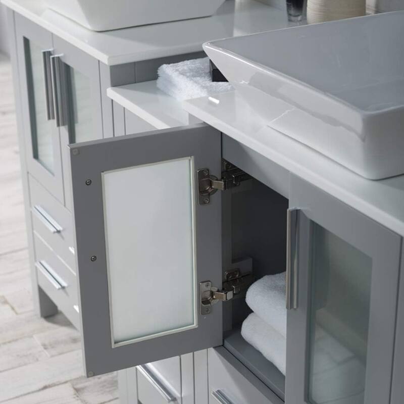 Blossom Sydney 60 Inch Double Sink Vanity with Side Cabinet & Mirrors