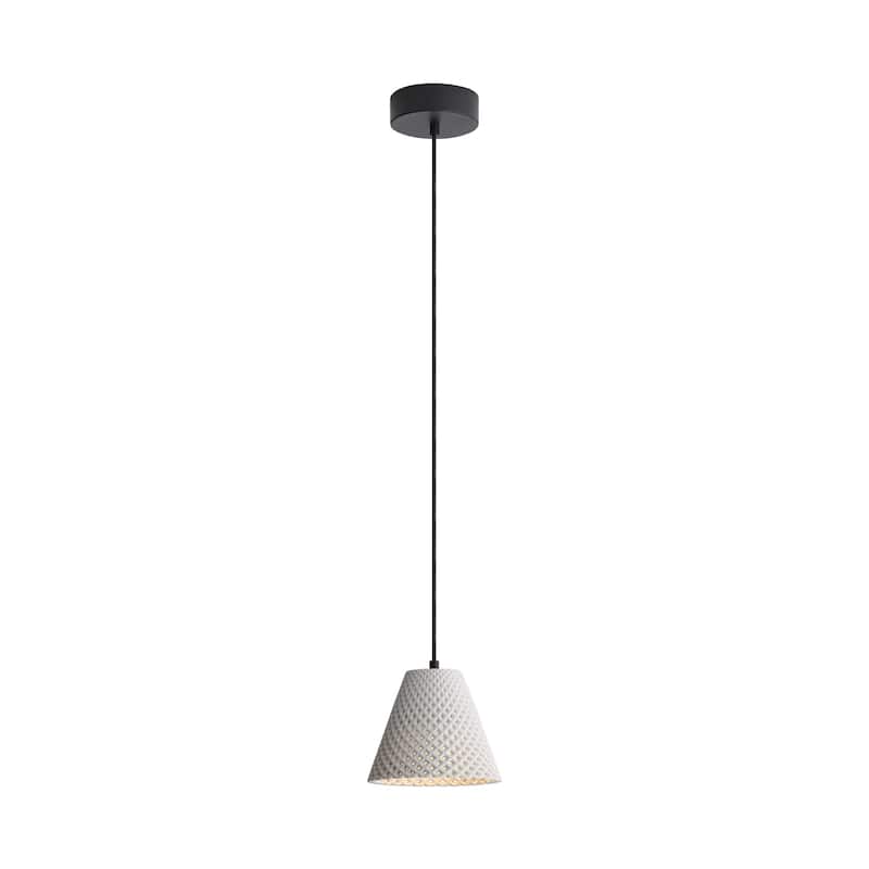 Golden Lighting Clarus 8in Integrated LED Pendant in White Sandstone Cement - Silver