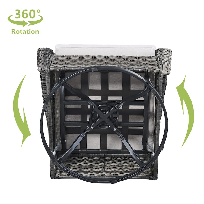 Pocassy Outdoor Wicker Glider Swivel Club Chairs (Set of 2)