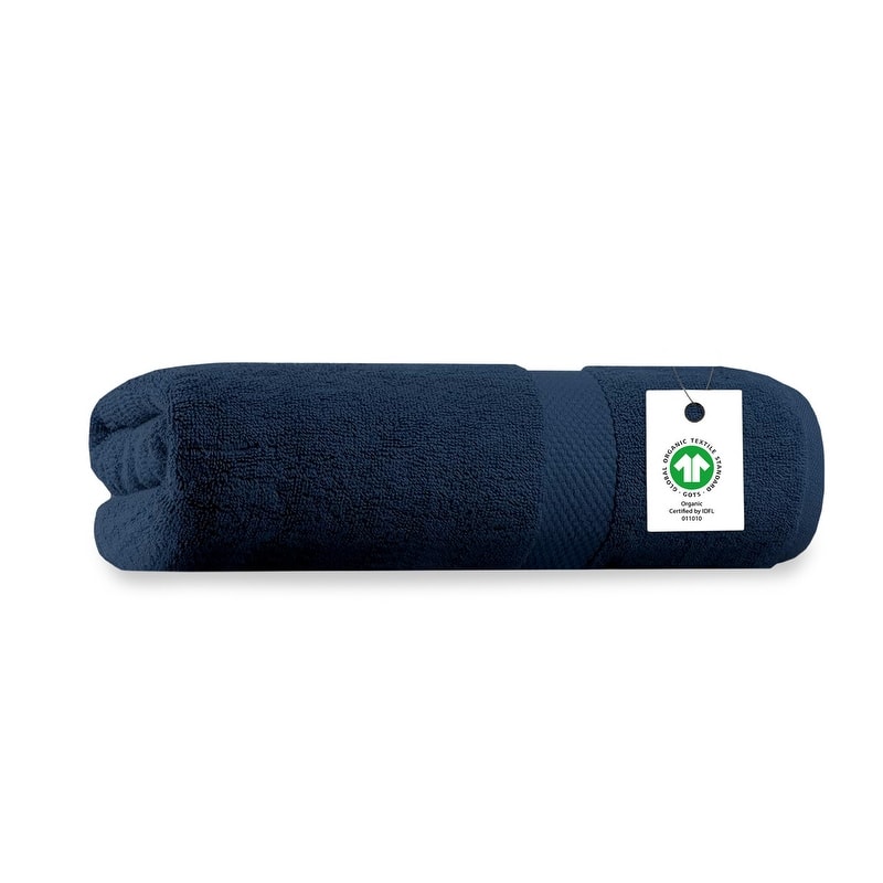 Delara Organic Cotton Luxuriously Plush Bath Sheet | GOTS & OEKO-TEX Certified | 650 GSM Long Staple - Navy Blue