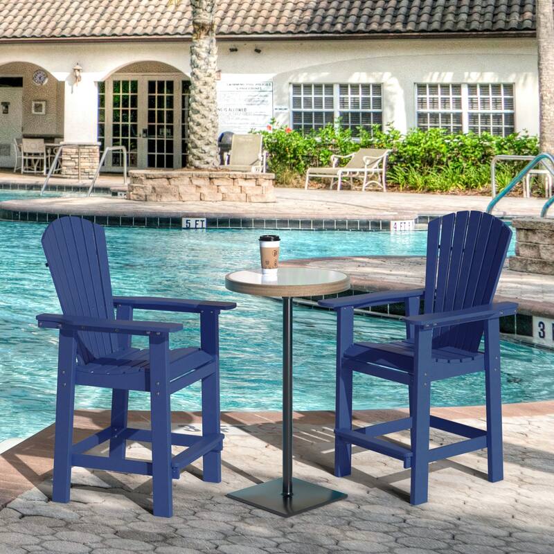 Modern Outdoor Bar Stools Set of 2 or 4 - with Ergonomic Adirondack Design, Durable HDPE Construction & Weather-Resistant