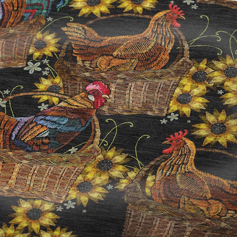 Premium Machine Washable ASB157 Farmhouse Chickens Sherpa Throw Blanket