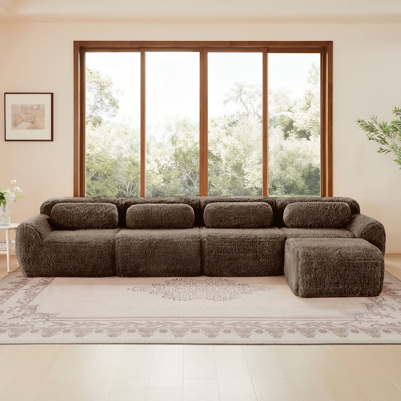 148.8 Inch Modular Couch with Ottoman, Comfy Couches, L Shaped 4 Seat Sofa, Modern Sectional Couches for Living Room