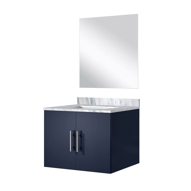 Geneva Bath Vanity with Carrara Marble Top, Sink & Mirror