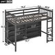 preview thumbnail 4 of 5, Grey Loft Bed with 8 Open Storage Shelves and Built-in Ladder, Full-length Guardrail