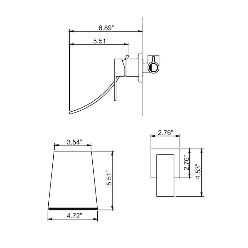 Solid Brass Wall Mounted Waterfall Bathroom Sink Faucet