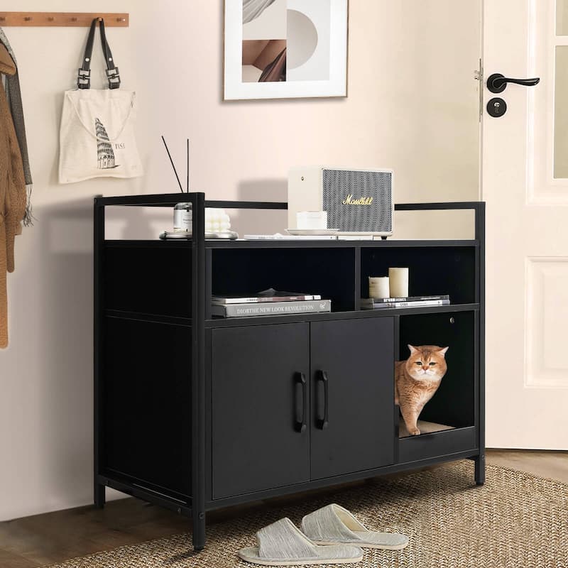 Hidden Cat Washroom with Double Doors and Scratch Cardboard