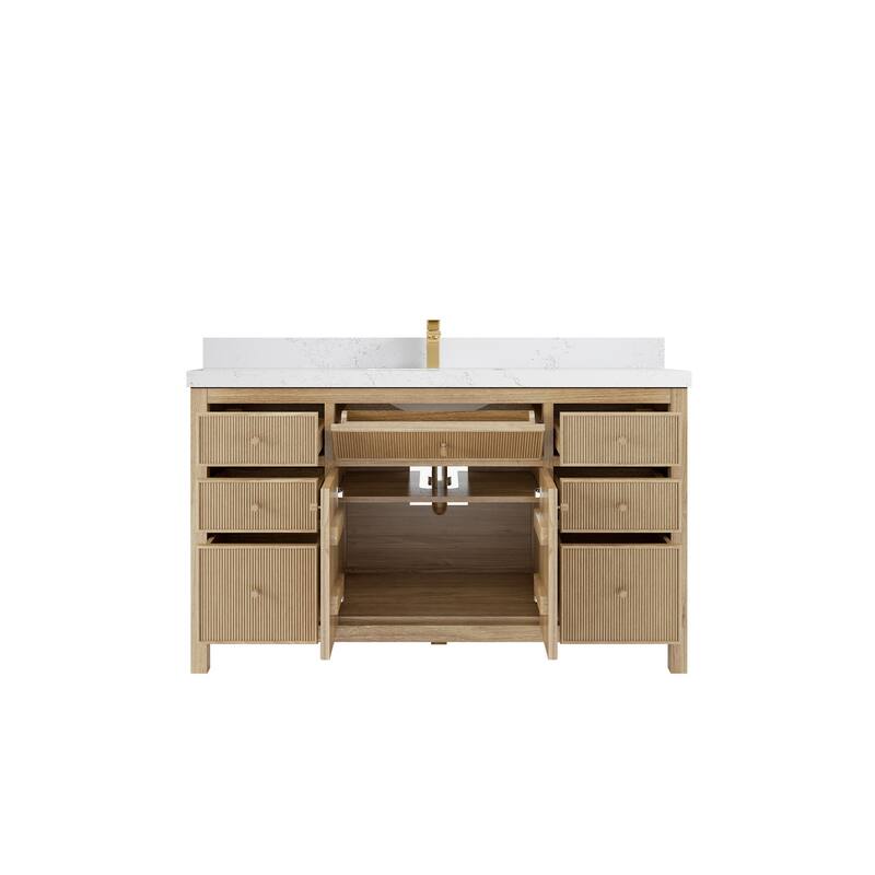 Willow Collections 60 in. W x 22 in. D Sonoma Teak Wood Single Sink Bathroom Vanity with Countertop