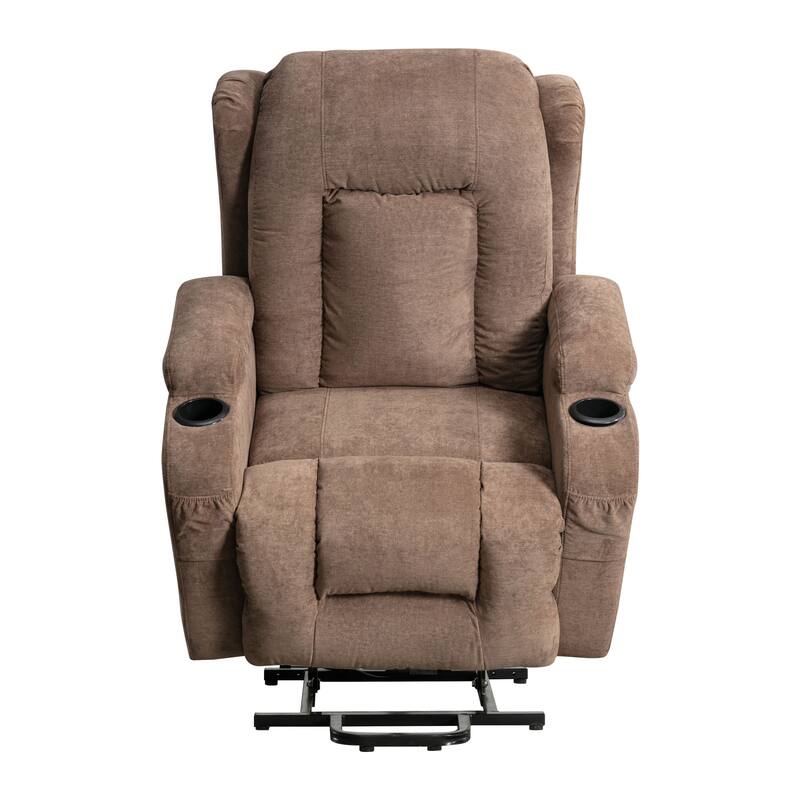 Brown Power Lift Recliner with Heat & Adjustable Recline