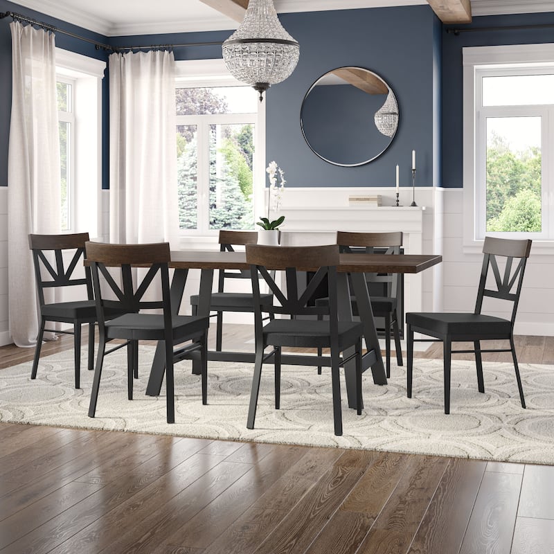 Amisco Otello Solid Wood Table and Clark Chairs 7-Pieces Dining Set