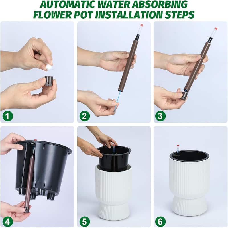 Set of 2 Classic 14.2-in Tall Self-Watering Planters with Water Level Monitor for Indoor and Outdoor Use White