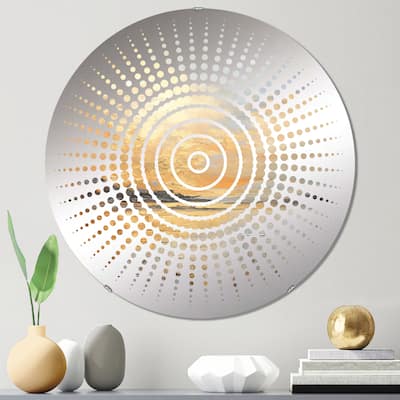 Designart "Beige And Golden Beach Sunset Paradise I" - Coastal Coastal Sunset Sun Circles Wall Mirror