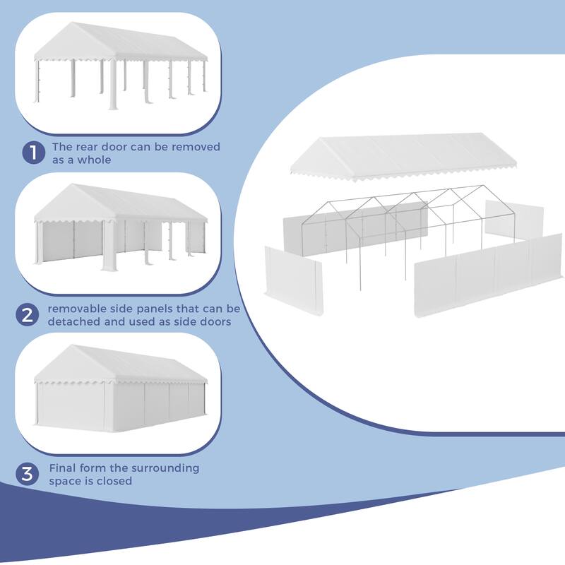 20' x 40' Large Patio Wedding Party Tent with 12 Removable Sidewalls Outdoor Gazebo Event Shelter Canopy with Carry Bags