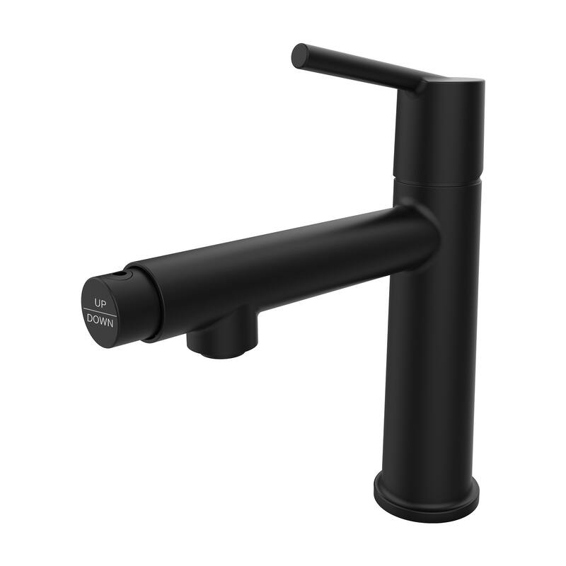 Bathroom Sink Faucet with Single Handle and Dual Water Modes - 7.71" x 4.68" x 9.21" - Black