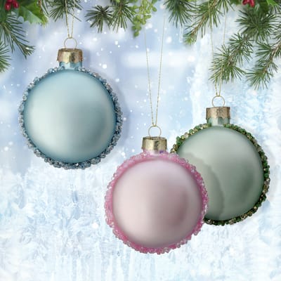 2.3" Glass Macaron Ornaments Set of 12