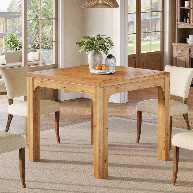 Solid Wood Dining Table Square Kitchen Table for Dining Room - Brown