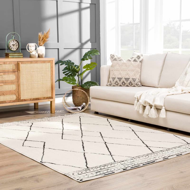 Hauteloom Keone Hallway, Kitchen Runner Rug - High Pile - Rose Cream - 2'8" x 7'3" - 5'3" x 7' - Rose Cream / Keone