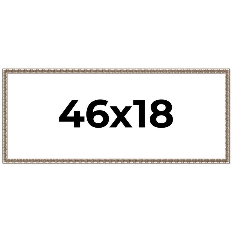 46x18 Frame Silver Versailles Ornate Solid Wood Picture Frame | 1 Inch
