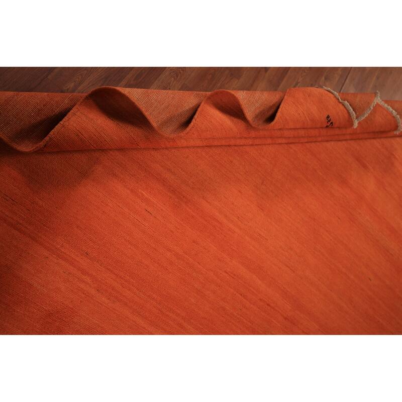Modern Gabbeh Area Rug Hand-Knotted Oriental Orange Wool Carpet - 6'8" x 9'5"