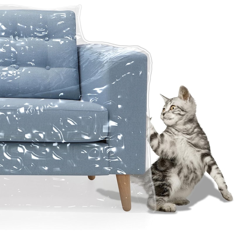 Heavy Duty Pet-Proof Sofa Cover，Clear Viny Scratch Protector for Cats/Dogs, Waterproof & Tear-Resistant for Moving/Storage