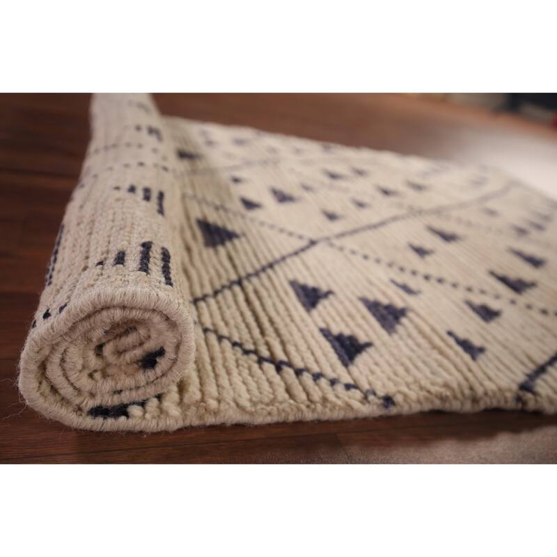 Modern Geometric Moroccan Oriental Accent Rug Hand-Knotted Wool Carpet - 2'10"x 5'3"