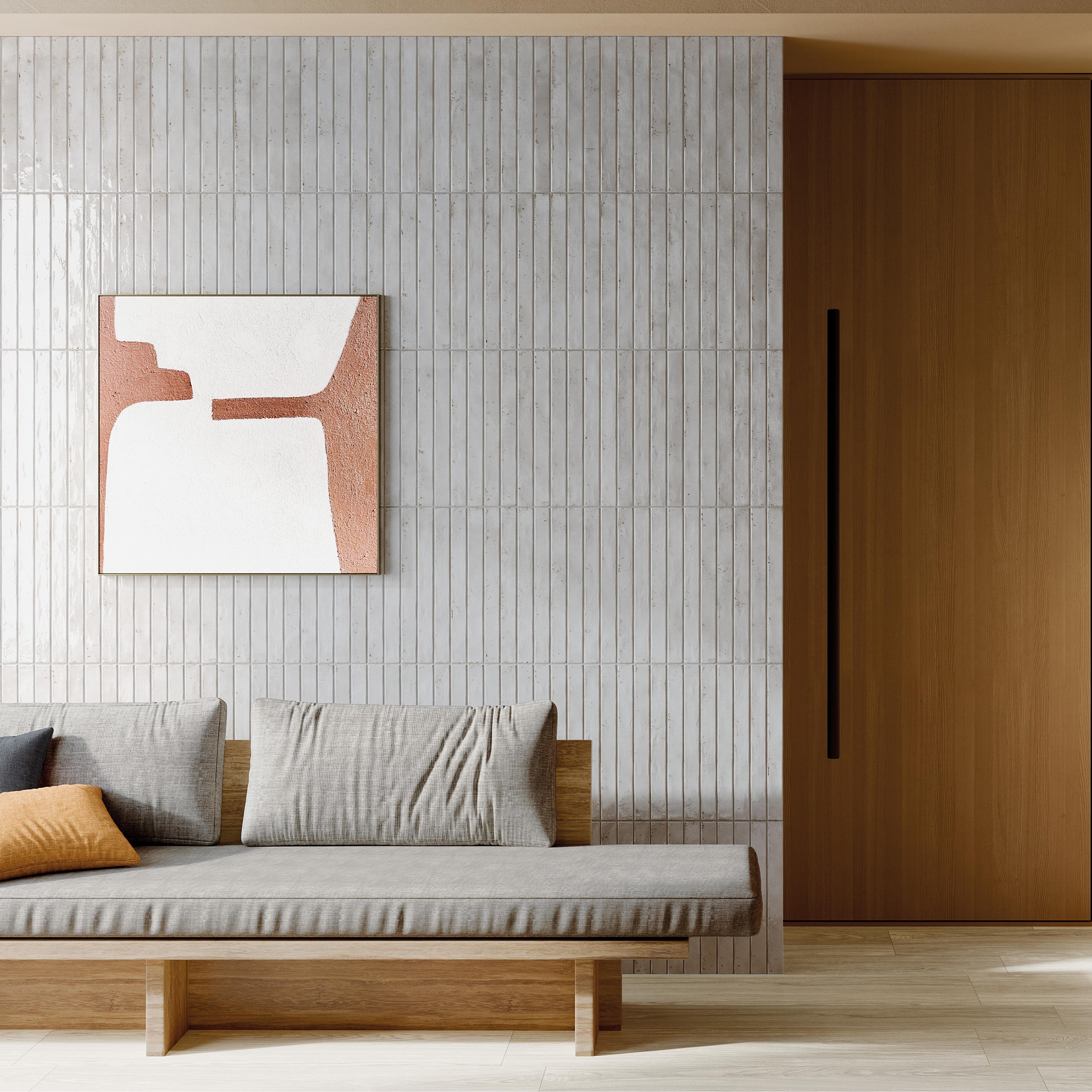 Merola Tile Scottsdale Light Grey 1-7/8" x 17-3/4" Italian Porcelain Floor and Wall Tile