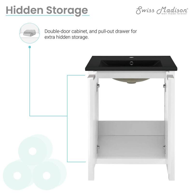 Swiss Madison SM-BV290MB Bastille 24" Free Standing Single Basin